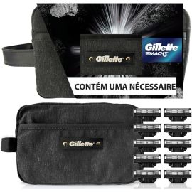Kit Gillette Mach3 10 cargas + Necessaire, Higiene Pessoal, Cuidado com a barba, Lâminas e Aparelhos de Barbear