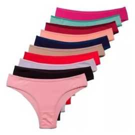 Kit 10 Calcinha Microfibra Calcinhas Algodão Tanga