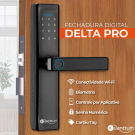 Fechadura Digital Biométrica Kuanttum Delta PRO WiFi Senha App Tuya - [PIX]