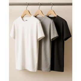 Kit 3 Camisetas Algodão Dia Dia Sandrini Básica Conforto