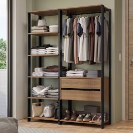 Guarda-Roupa Closet Modulado Valencia 2 Gavetas 129cm Rustic/Preto Madesa - [PIX]