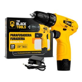 Parafusadeira Furadeira The Black Tools TB12A 3/8 a Bateria Cor Amarelo Frequência 60Hz - [PIX]