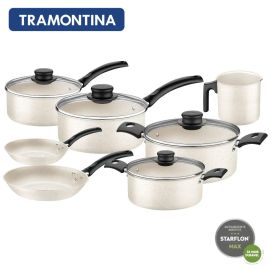 Jogo Conjunto de Panelas Bege Turim Tramontina 7 peças Antiaderentes - [PIX]