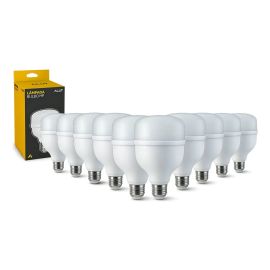 Kit 10 Lâmpadas LED Bulbo 50W Alta Potência Branco Frio 6500K Bivolt E27 - Super Bulbo Econômica 4000 Lúmens Ideal Galpão Fábrica Comércio - [PIX]