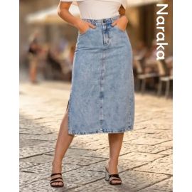 Saia Jeans Feminina Longa Midi Evangélica Cintura Alta
