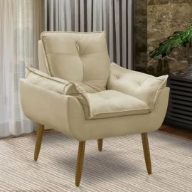 Poltrona Decorativa Opala Suede Para Sala Arapongas Luxo