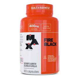 Fire Black 60 Cápsulas Caféina 100% Pura Termogenico Max Titanium Sabor Sem Sabor