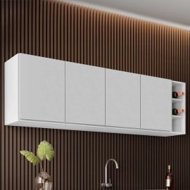 Armário de Cozinha Aéreo Nevada com Adega 180cm 4 Portas Branco - Lumil - [PIX]