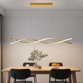 Lustre De Ouro LED Espiral Moderno Com Iluminação De Três Cores , Adequado Para Salas De Estar E Jantar , 110-220V - [PIX]