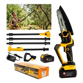 Motosserra Elétrica A Bateria 48v Com Cabo Extensor 3m Amarelo 110v/220v