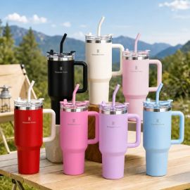 Copo Térmico Gigante 1,2l Inox Com Tampa E Inox Canudo