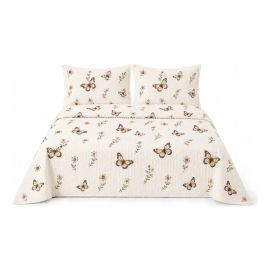 Colcha Cobre Leito Queen Size King Piquet Ss Textil Coração Bege Borboleta