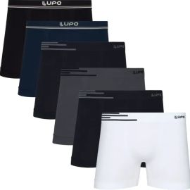 Kit 6 Cuecas Lupo Boxer Box Sem Costura Basic Microfibra - [PIX]