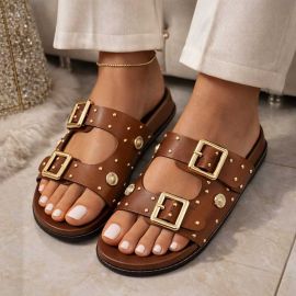 Papete Birken do 34 ao 44 Sandalia Feminina Rasteirinha Modelo FIVELA COM SPIKE