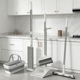 Kit Completo de 5 Peças para Limpeza Vassoura + Rodo + Pá +balde e Rodo Conjunto de esfregão -S7
