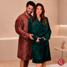 Roupão Plush Benévola Feminino Masculino Microfibra Peluciado Fleece Quentinho Inverno Confortável