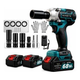 Chave Impacto Kinetx 880nm Brushless 21v+2 Bat Kit Completo Azul 127/220v - [PIX]