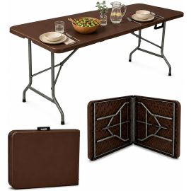 Mesa Dobrável Portátil Marrom 1,80m Tipo Maleta até 150kg