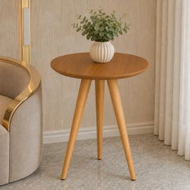 Mesa Lateral Redonda Pe Palito Classica Apoio Sala Quarto Sofa Decoração Mdf