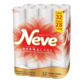 Papel higiênico Neve Toque da Seda folha dupla 30 m de 32 un