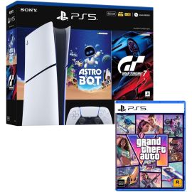 Bundle GTA VI + PlayStation 5 Slim Digital 825 GB Pacote Astro Bot e Gran Turismo 7 - [PIX]