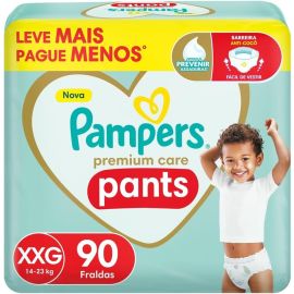 Fralda Pampers Premium Care Pants Tamanho XXG, Fácil de Vestir, 90 Unidades - [RECORRÊNCIA]