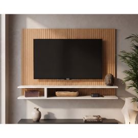 Painel Pra Tv 50 Polegadas Sala/Quarto Smart Plus MILÃO Decoração com Prateleira e Nicho - [PIX]