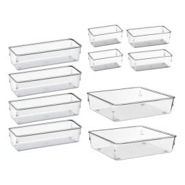 Kit 10 Organizador Multiuso Modular Gaveta Acrilico Rebirth Cor Cristal - [PIX]