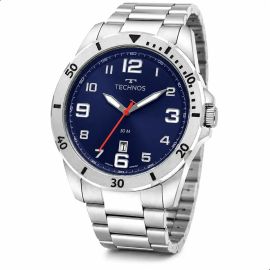 Relógio Technos Masculino 2115NAP/1A 45 Milímetros Casual em Aço Inoxidável Prova D ́Agua 50 Metros com Calendário Fundo Azul - [PIX]