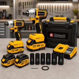 Kit 2 Chave Impacto 1/2 e 3/4 Knakasaki Pneumática C/ Maleta Azul 127/220v 50/60 hz - [PIX]