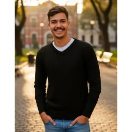 Sueter Masculino Gola V Pullôver Tricot Blusa Frio Casaco Lã