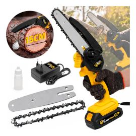 Mini Motosserra Portatil de 6 polegadas 550W A Bateria 21v Recarregável Profissional Bts-200 The Black Tools - [PIX]