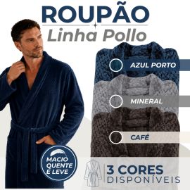 Roupão Pollo Microfibra Extra Macio Toque Suave Masculino 100% Poliéster Banho Appel