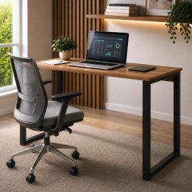 Mesa Escrivaninha Office Industrial 100x50cm Mdf Premium Aço Amadeirado