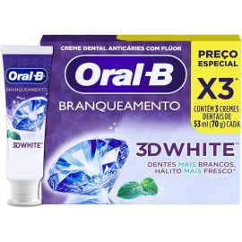 Pack 3 un. Creme Dental Clareador Oral-B 3D White Brilliant 70g