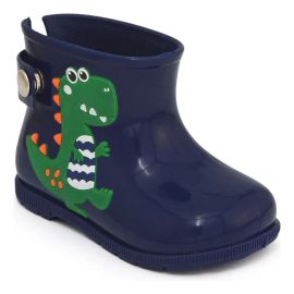 Bota Galocha Infantil Menino Cano Curto Impermeável Dino Azul-marinho 22.23