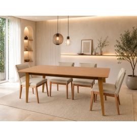 Mesa de Jantar Retangular 6 Lugares Evora 180 X 90 Amadeirado Madeira Maciça - [PIX]
