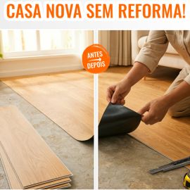 Piso Vinílico Revestimento de Chão Madeira Autocolante Lavável até 5m2