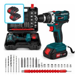 Furadeira Parafusadeiras Sem Fio 36v Kit 28 Peças com 2 Bat Azul-aço 127/220v 50hz/60hz