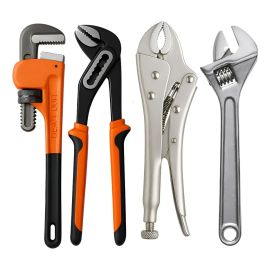 Kit Chave Inglesa Alicate Bomba Grifo Alicate Pressão Prateado