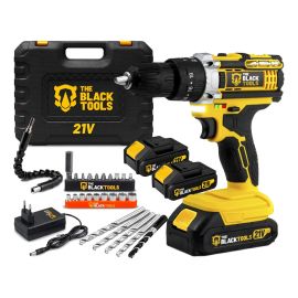 Parafusadeira Furadeira de Impacto The Black Tools Profissional TB-21PX 2 Baterias com Maleta 60Hz Amarelo