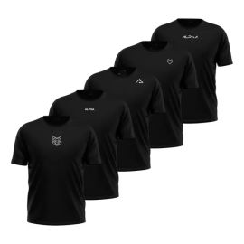 Kit 5 Camisetas Dry All Black Alpha - [PIX]