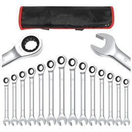 Jogo de Chave Combinado Esquadro e de Catraca C/bolsa Tecido Conjunto de 14 Peças de 8-24 mm