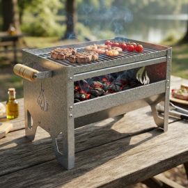 Churrasqueira Portatil Carvão Grelha Grill Camping Pesca Preto