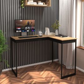 Escrivaninha em L Industrial Pier Mesa de Canto Home Office - [PIX]