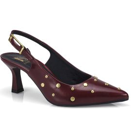 Scarpin Slingback Salto Fino Médio com Fivela e Spike (4 cores) - [PIX]