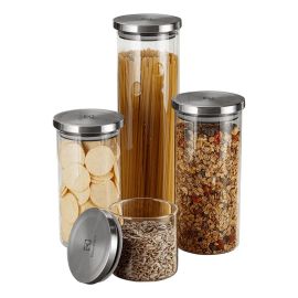 Kit com 4 Potes Herméticos de Vidro Electrolux com Tampa Inox