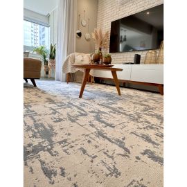 Tapete de Sala Quarto Mesclado Cor Off White Cinza e Caramelo - [PIX]