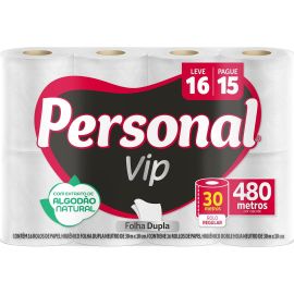 Personal Papel Higiênico Vip Folha Dupla, 16 Unidades Branco (Embalagem Pode Variar) - [RECORRÊNCIA]