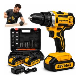 Parafusadeira Furadeira 48v Profissional 2 Baterias Sem Fio Amarelo 127/220v 60 hz